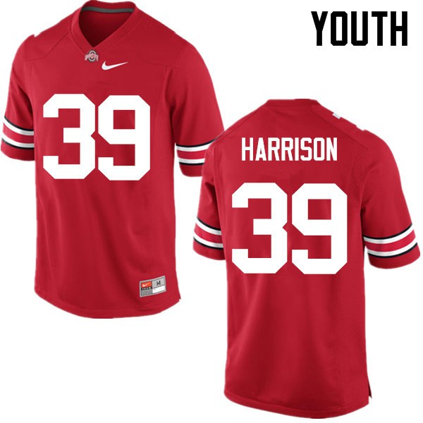 Ohio State Buckeyes #39 Malik Harrison Youth Stitched Jersey Red